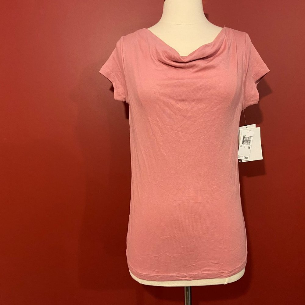 Magaschoni Women's Fresh Rose Cowl Neck Top - Size XS - NWT $58